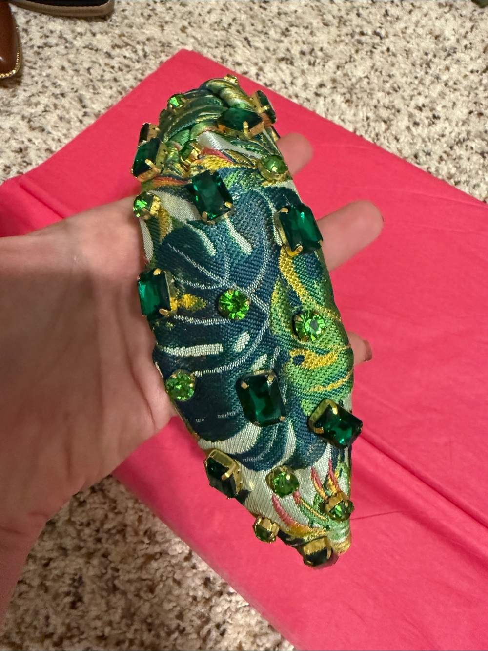 Brianna Cannon Green Tropical Embellished Women's Headband - Picture 8 of 8